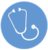 A blue icon of a stethoscope